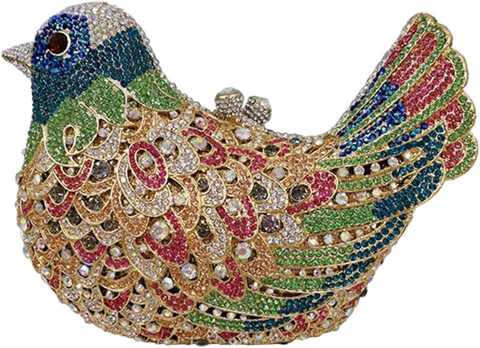Womens Evening-Bag Chain Luxury-Handbag Rhinestone Wedding Ladies Clutch-Purse Bird