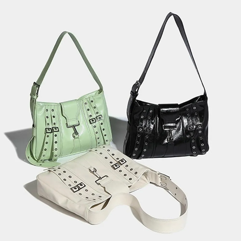 Womens Fashion Vegan Leather Tote Bag Y2k Rivet Shoulder Purse Top Handle Satchel Large Messenger Handbag