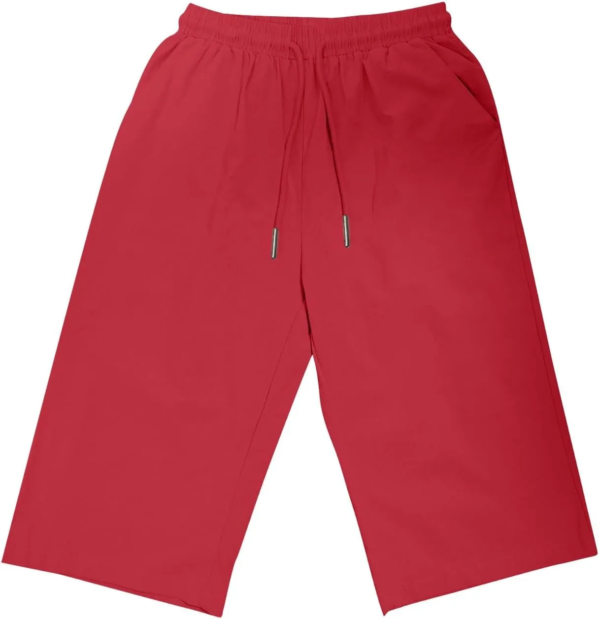 Women's Linen Shorts Summer Fashion Drawstring Elastic Casual Shorts Solid Beach Vacation Clothes