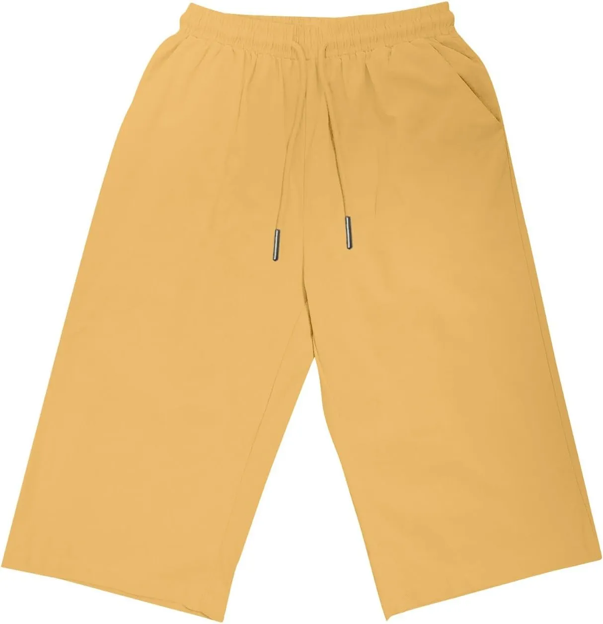 Women's Linen Shorts Summer Fashion Drawstring Elastic Casual Shorts Solid Beach Vacation Clothes