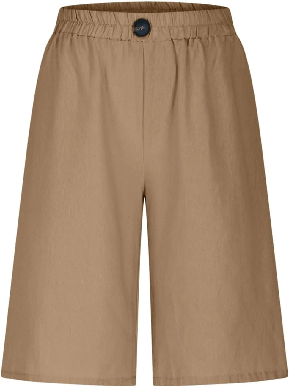 Womens Loose Wide Leg Bermuda Shorts Summer Comfy Elastic Waist Breathable Cotton Linen Knee Length Short Pants
