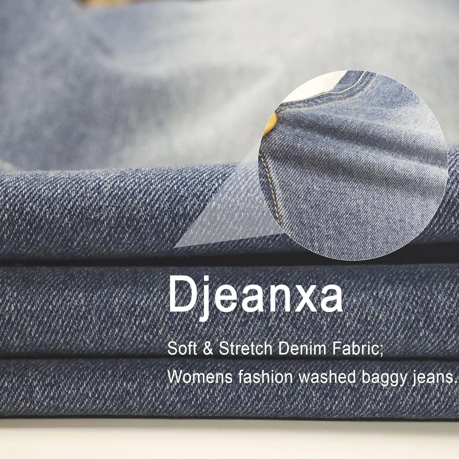 Women's Low Rise Baggy Jeans Washed Straight Wide Leg Denim Pants Casual Loose Boyfriend Jean Streewear Trousers