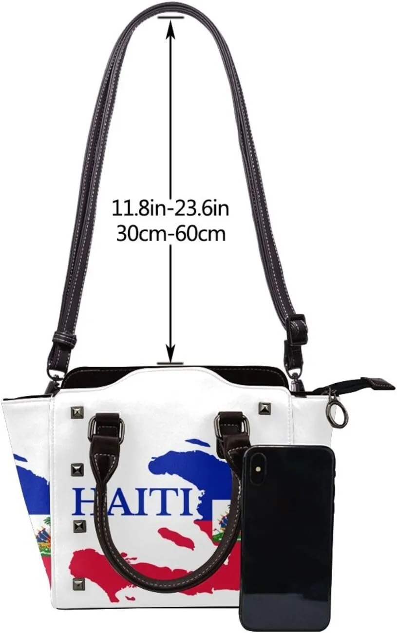 Women's Pu Leather Handbag Rivet Shoulder Bag Studded Top Handle Satchel Crossbody Tote Bag Punk Bag Purse
