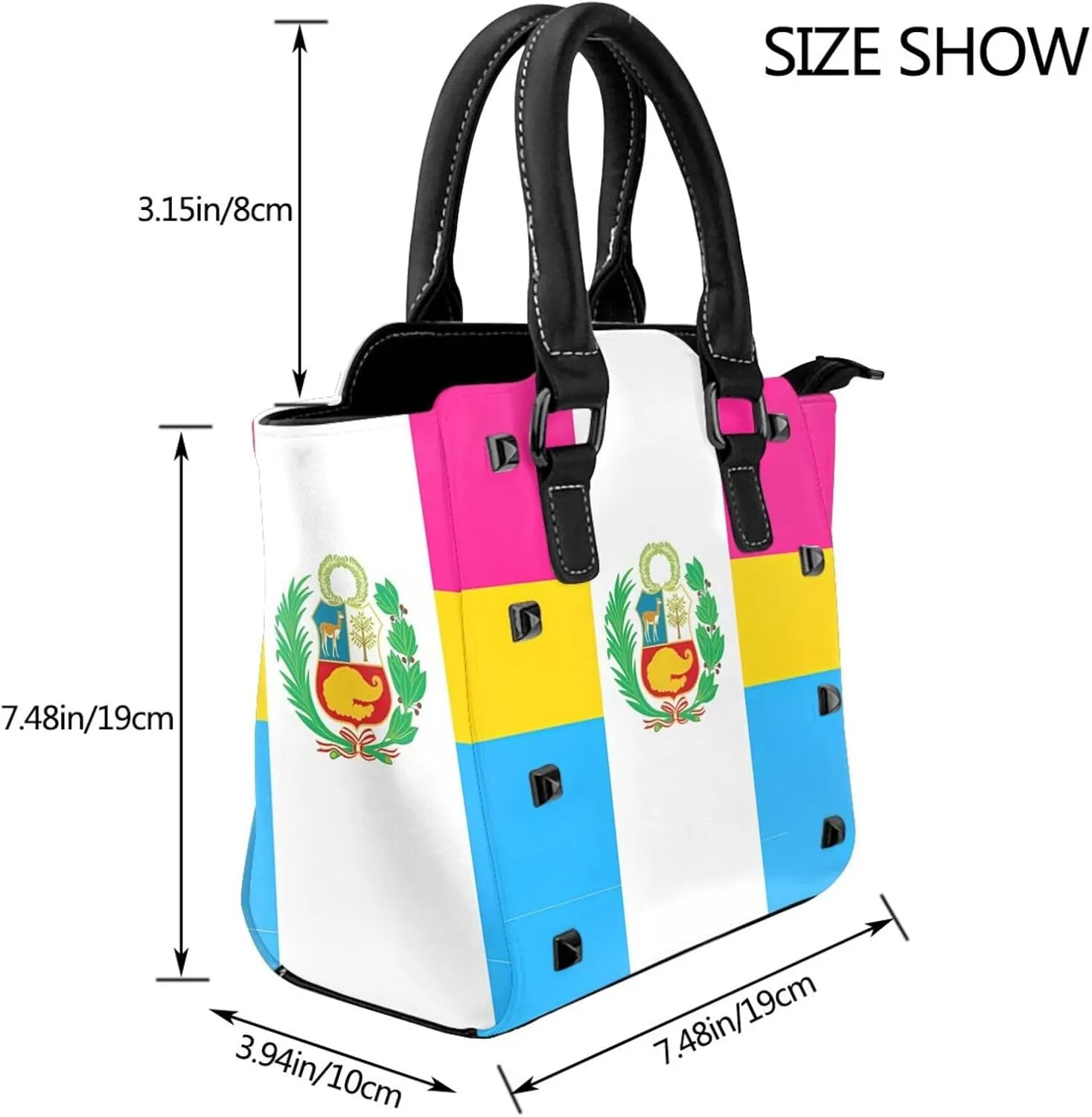 Women's Pu Leather Handbag Rivet Shoulder Bag Studded Top Handle Satchel Crossbody Tote Bag Punk Bag Purse