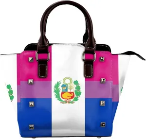 Women's Pu Leather Handbag Rivet Shoulder Bag Studded Top Handle Satchel Crossbody Tote Bag Punk Bag Purse