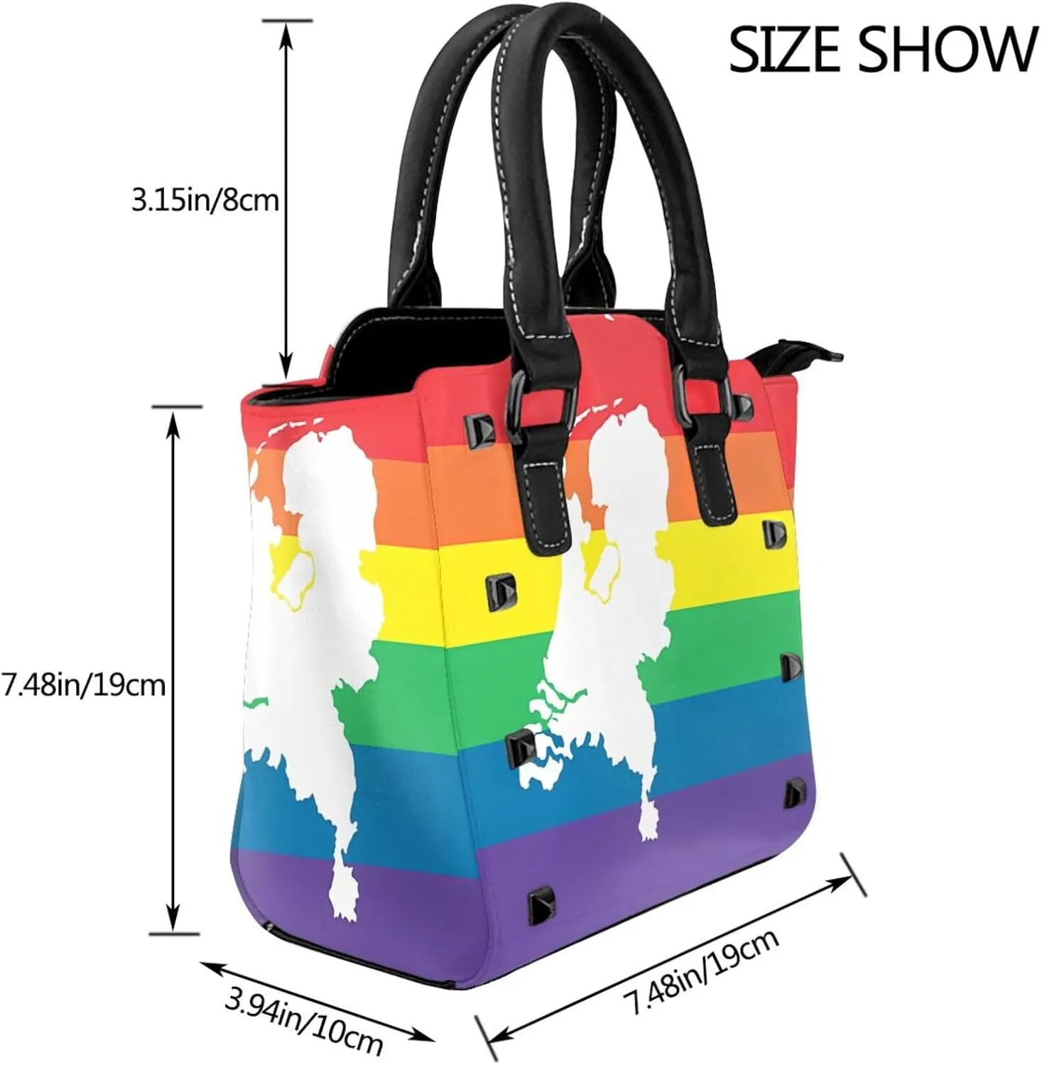 Women's Pu Leather Handbag Rivet Shoulder Bag Studded Top Handle Satchel Crossbody Tote Bag Punk Bag Purse