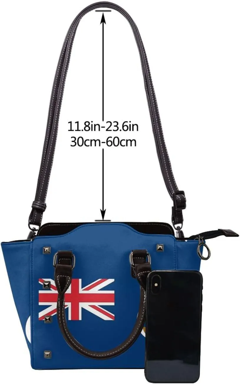 Women's Pu Leather Handbag Rivet Shoulder Bag Studded Top Handle Satchel Crossbody Tote Bag Punk Bag Purse