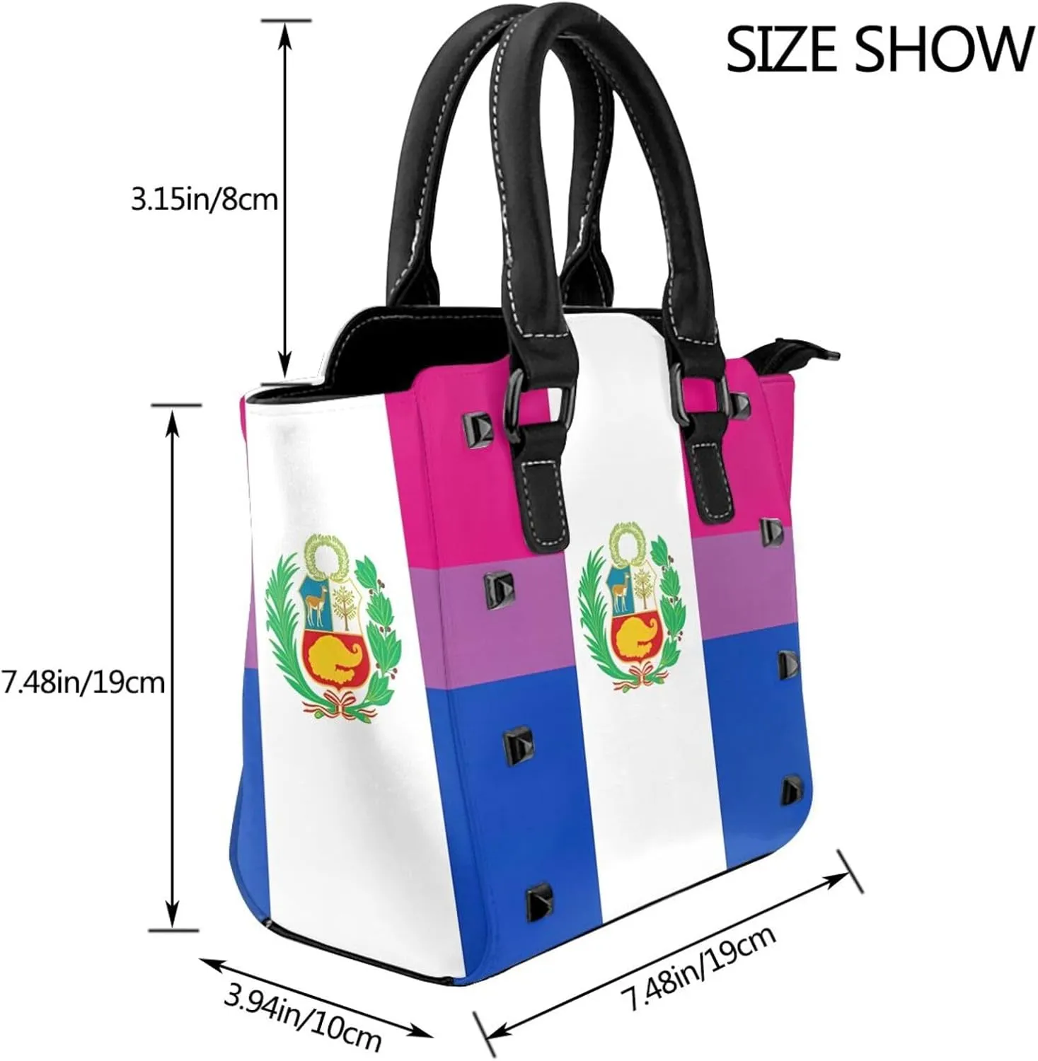 Women's Pu Leather Handbag Rivet Shoulder Bag Studded Top Handle Satchel Crossbody Tote Bag Punk Bag Purse