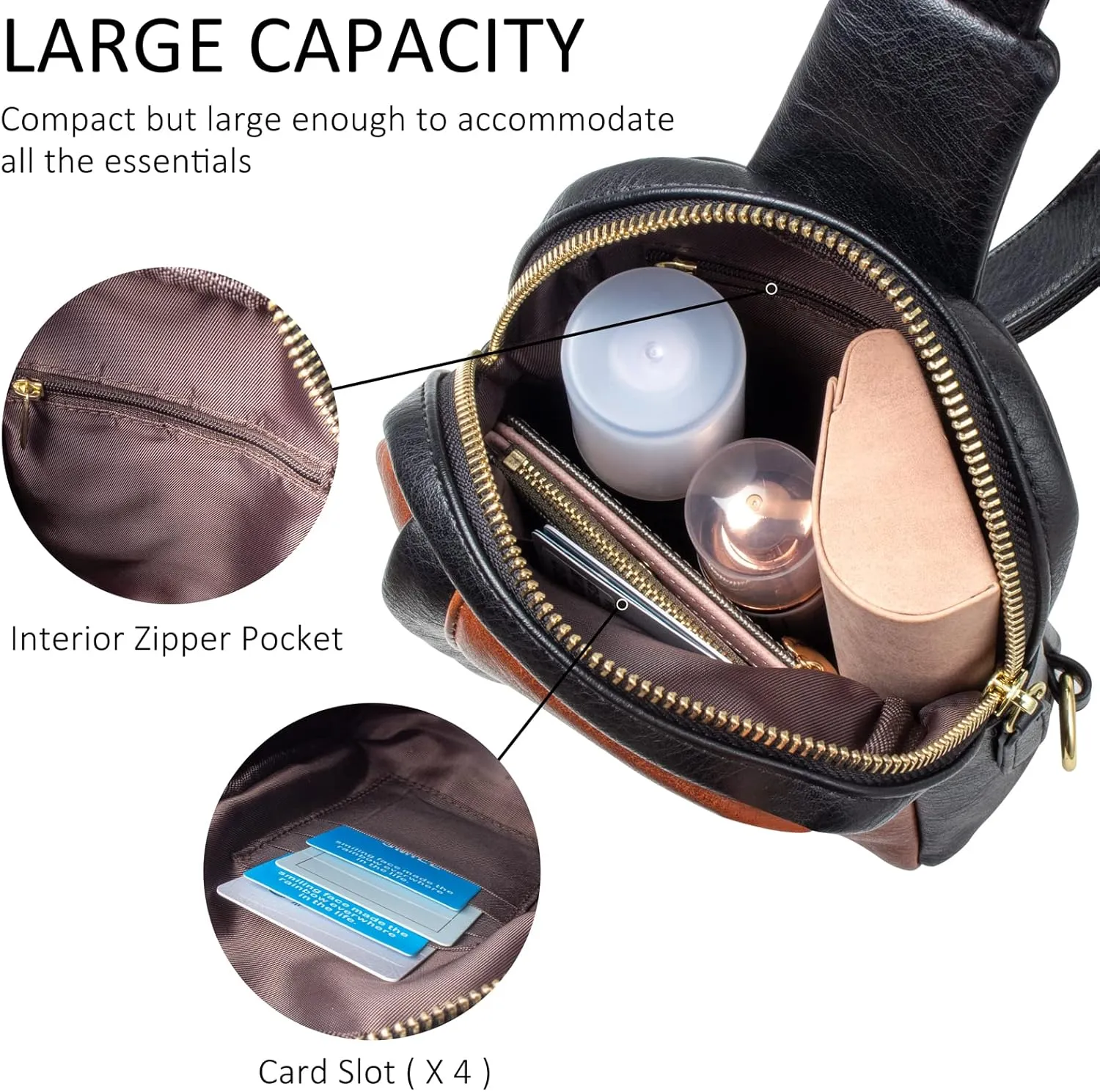 Womens Sling Bag Crossbody Fanny Pack Purse Leather Casual Fashion Travel Daypack Sport Chest Satchel for Women