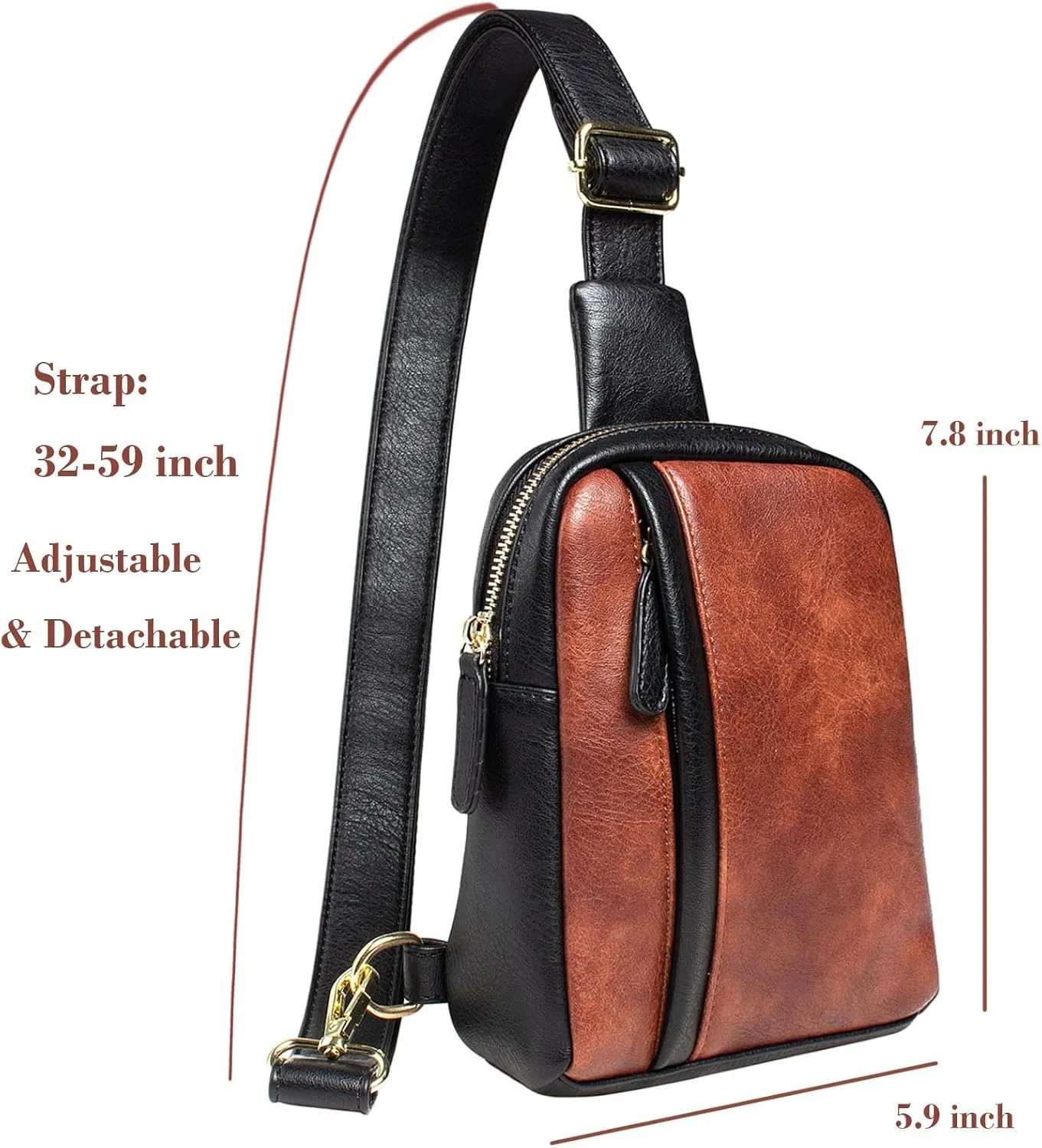 Womens Sling Bag Crossbody Fanny Pack Purse Leather Casual Fashion Travel Daypack Sport Chest Satchel for Women