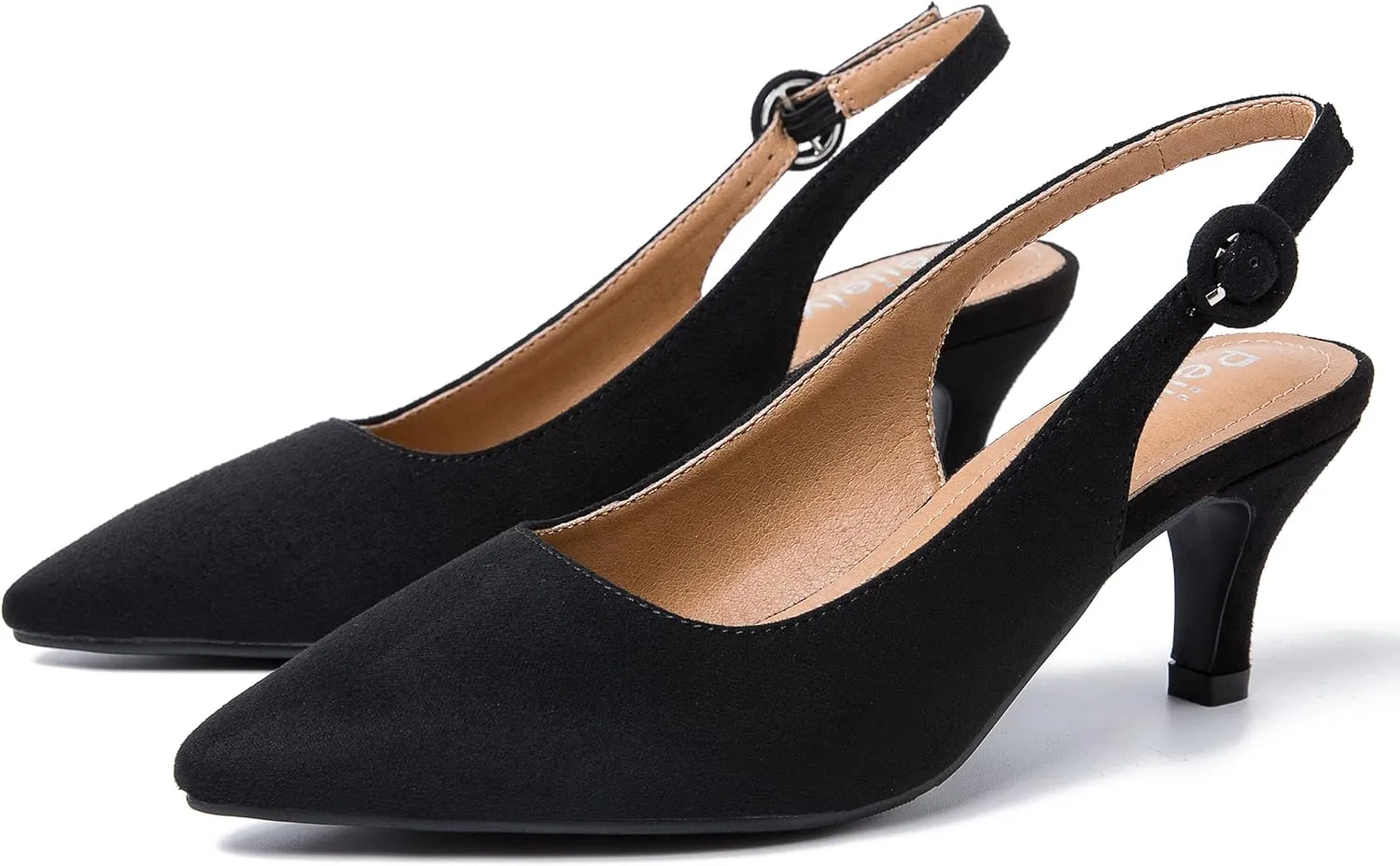 Women's Slingback Low Kitten Heels Closed Toe Pumps Work Dressy Shoes
