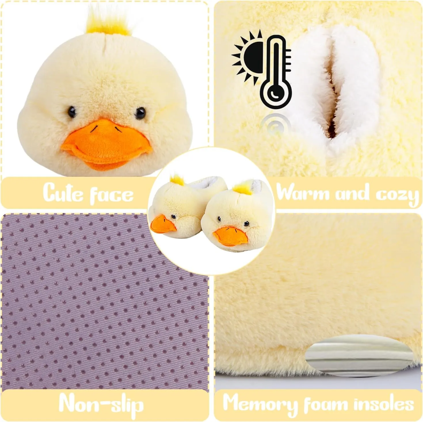Women's Slippers Cute Duck Animal Slippers Funny Slippers Novelty Cozy Duck Slippers Fuzzy Slippers Soft Winter Warm Slippers House Shoes
