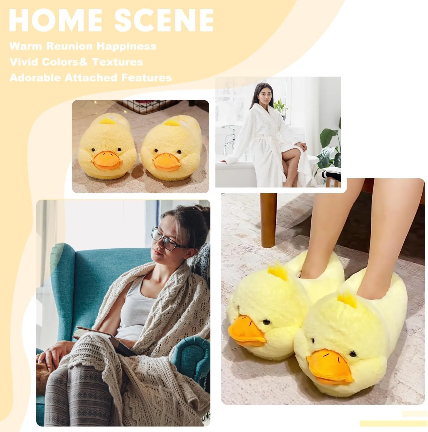 Women's Slippers Cute Duck Animal Slippers Funny Slippers Novelty Cozy Duck Slippers Fuzzy Slippers Soft Winter Warm Slippers House Shoes