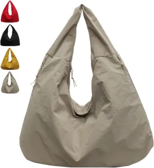 Women's Solid Color Textured Draped Tote Bag, Big Capacity Minimalist Versatile Shoulder Bag, Large Stellaya Tote Bag