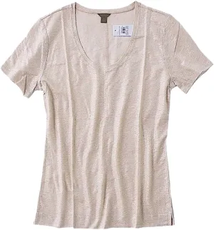 Women's - Solid Colors - Shimmery Champaign-Gold Linen Scoop Neck Tee