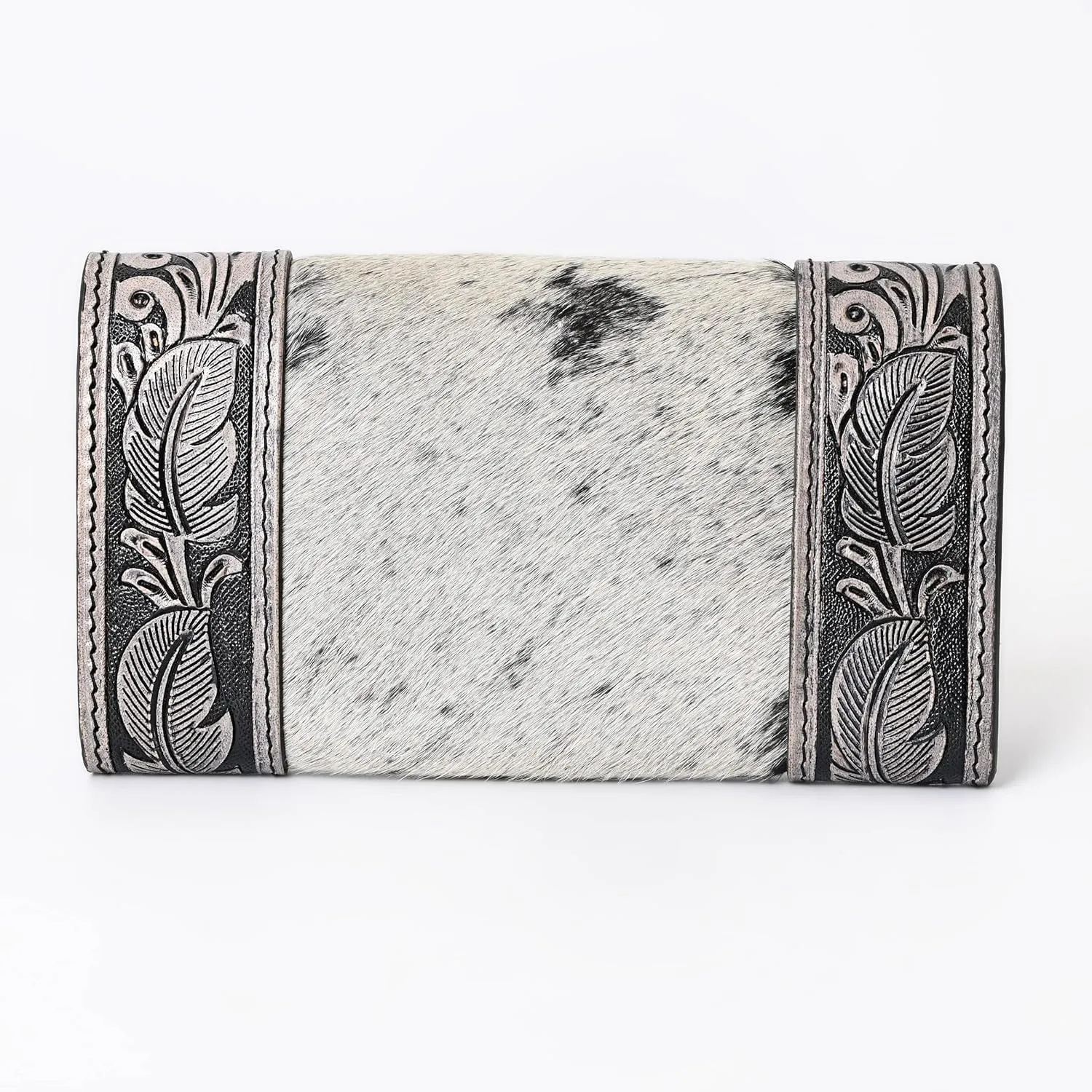 Women's Western Leather Rustic Rose Boohoo Buckaroo Trifold Handmade Hand Wallet - Stylish and Functional Cowhide Clutch