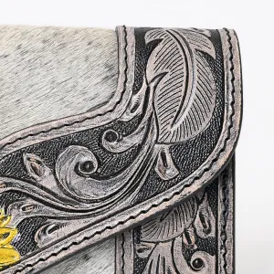 Women's Western Leather Rustic Rose Boohoo Buckaroo Trifold Handmade Hand Wallet - Stylish and Functional Cowhide Clutch