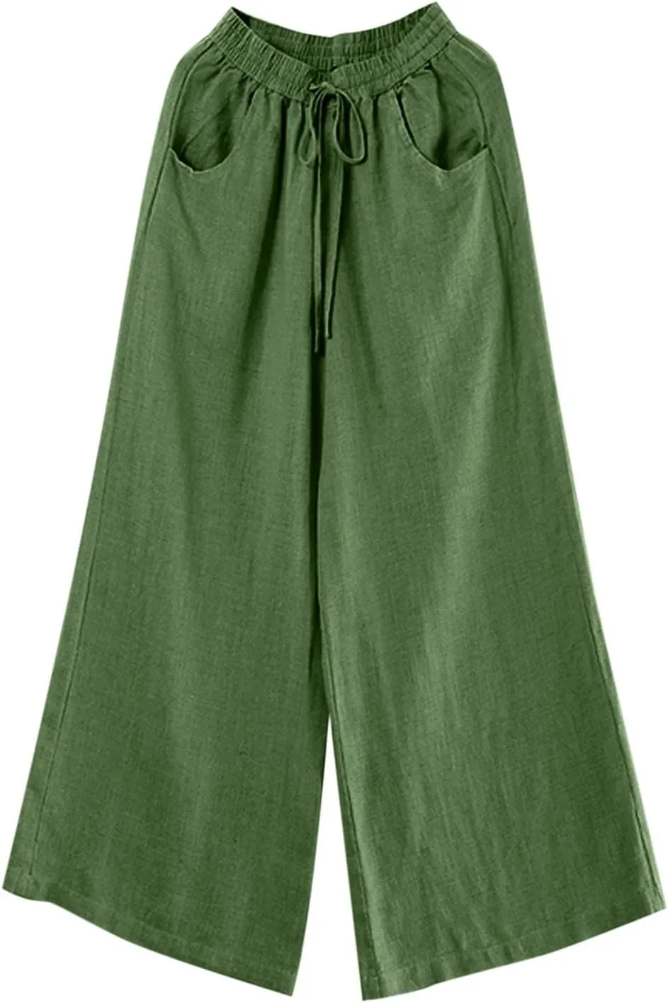 Womens Wide Leg Pants Dressy Comfy Loose Flowy Cotton Linen Pants Summer Casual Beach High Waisted Palazzo Trousers
