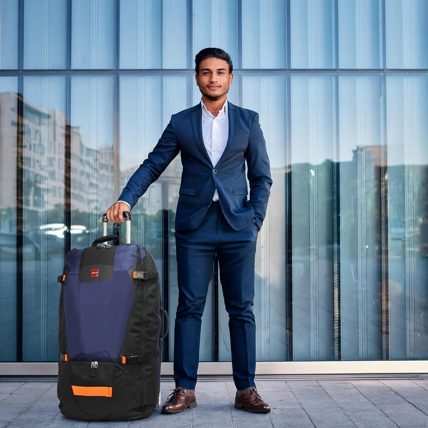 World Traveler Rolite Alpine Upright Style Lightweight 30-Inch Rolling Duffel Bag, Blue