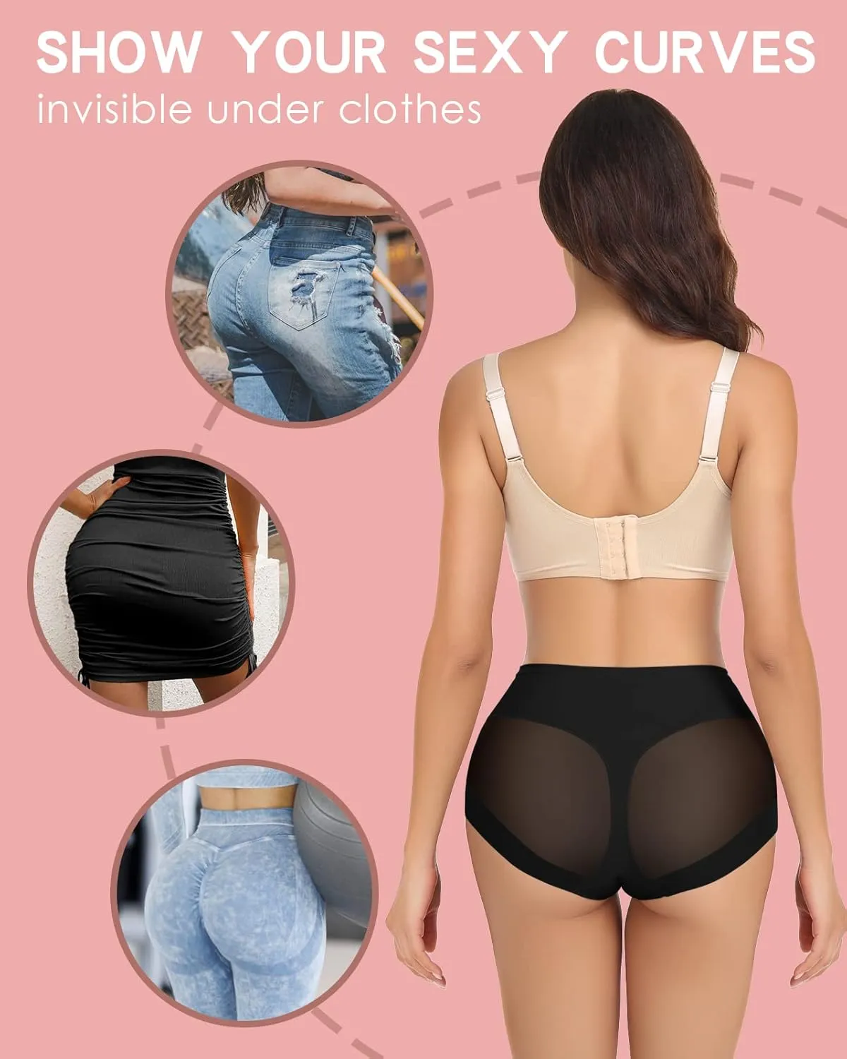 WOWENY 2 Packs Tummy Control Panties for Women Seamless Sexy Underwear Comfy Mesh Body Shaper Shapewear
