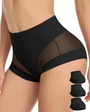 WOWENY 2 Packs Tummy Control Panties for Women Seamless Sexy Underwear Comfy Mesh Body Shaper Shapewear