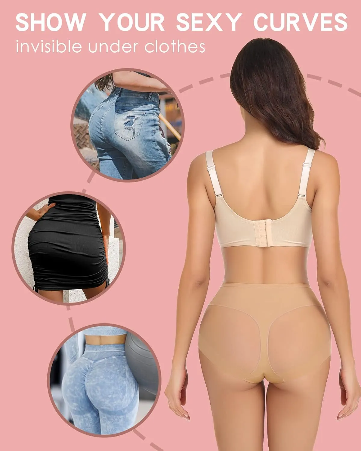 WOWENY 2 Packs Tummy Control Panties for Women Seamless Sexy Underwear Comfy Mesh Body Shaper Shapewear