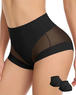 WOWENY 2 Packs Tummy Control Panties for Women Seamless Sexy Underwear Comfy Mesh Body Shaper Shapewear