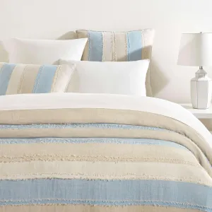 x Kit Kemp Moon Hills Linen Lapis Duvet Cover, Full/Queen Size, Blue Stripe Pattern