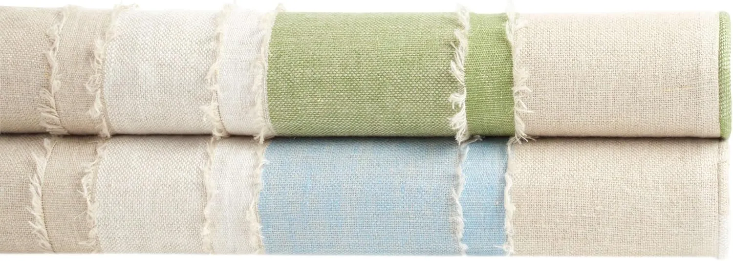 x Kit Kemp Moon Hills Linen Lapis Duvet Cover, Full/Queen Size, Blue Stripe Pattern