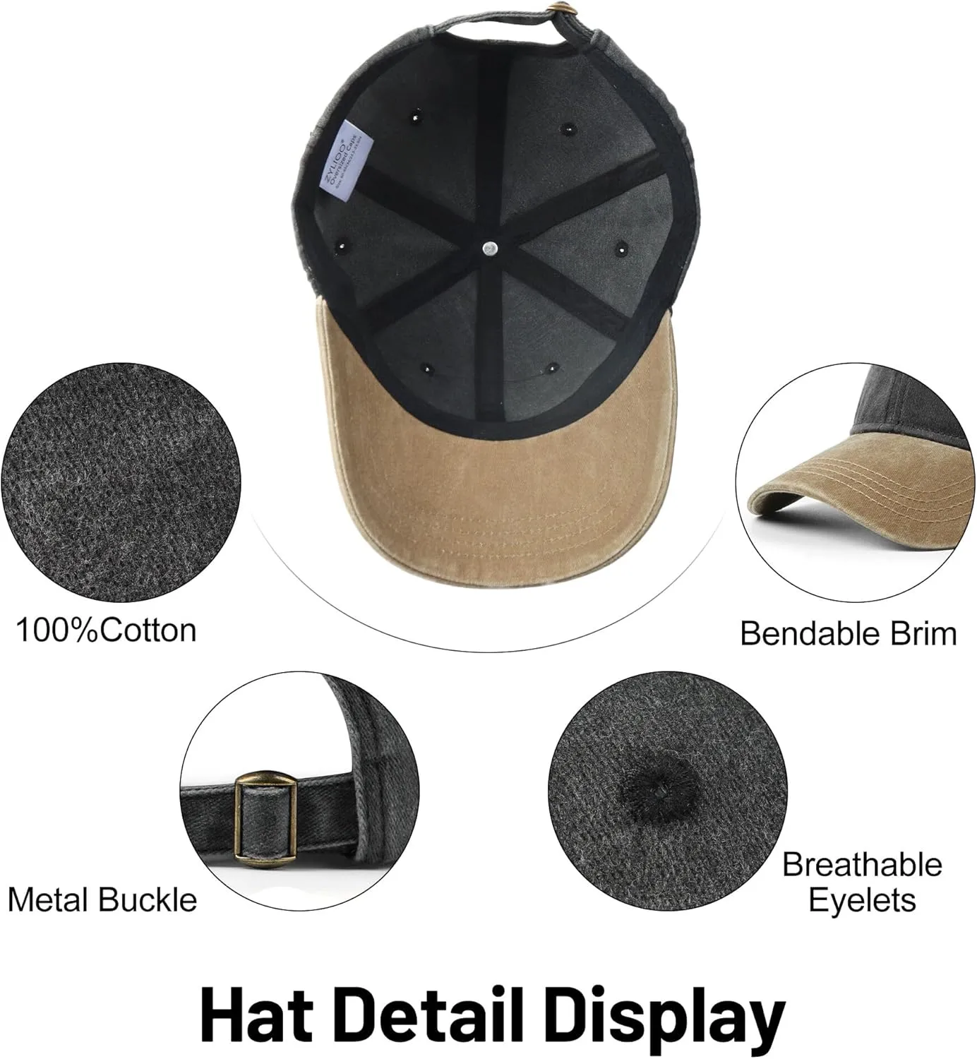 XXL Oversize Washed Denim Baseball Cap,Low Profile Jean Sports Cap for Big Heads 23.5"-25.5",Large Pigment Dyed Dad Hat