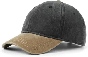 XXL Oversize Washed Denim Baseball Cap,Low Profile Jean Sports Cap for Big Heads 23.5"-25.5",Large Pigment Dyed Dad Hat