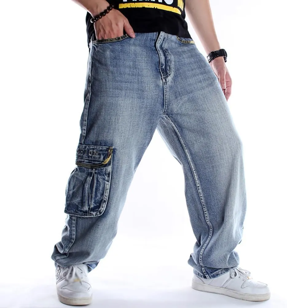 XYGJZ Men's Baggy Jeans Hip Hop Jeans Loose Fit Vintage Cargo Pants Skater Skateboard Jean