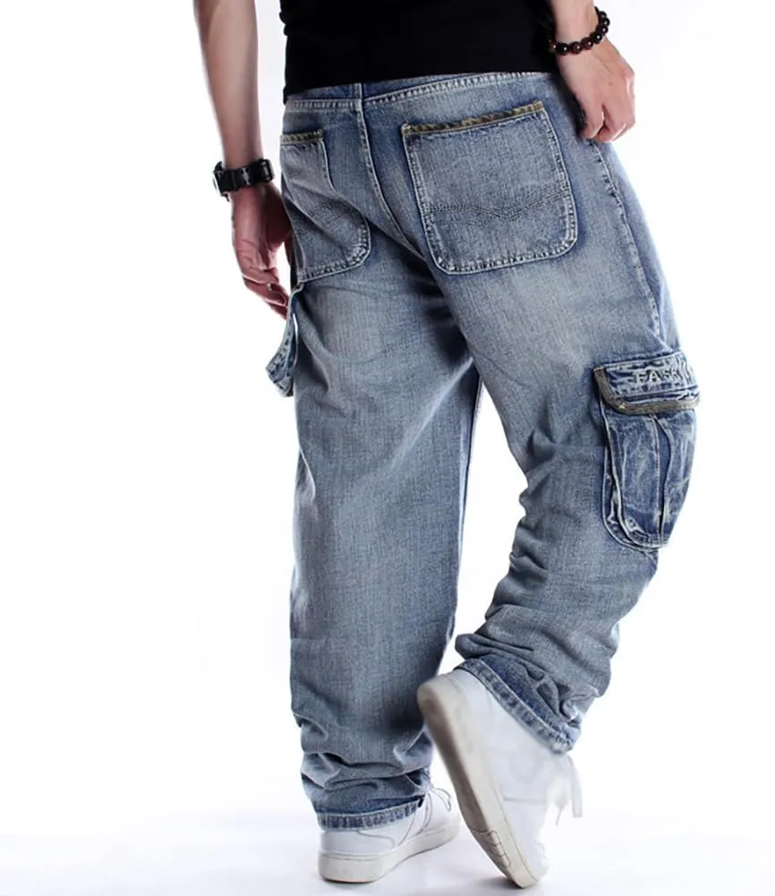 XYGJZ Men's Baggy Jeans Hip Hop Jeans Loose Fit Vintage Cargo Pants Skater Skateboard Jean