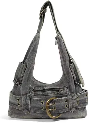 Y2K Blue Denim Bag Casual Denim Women's Wallet Women's Wallet and Handbag Small Shoulder Bag