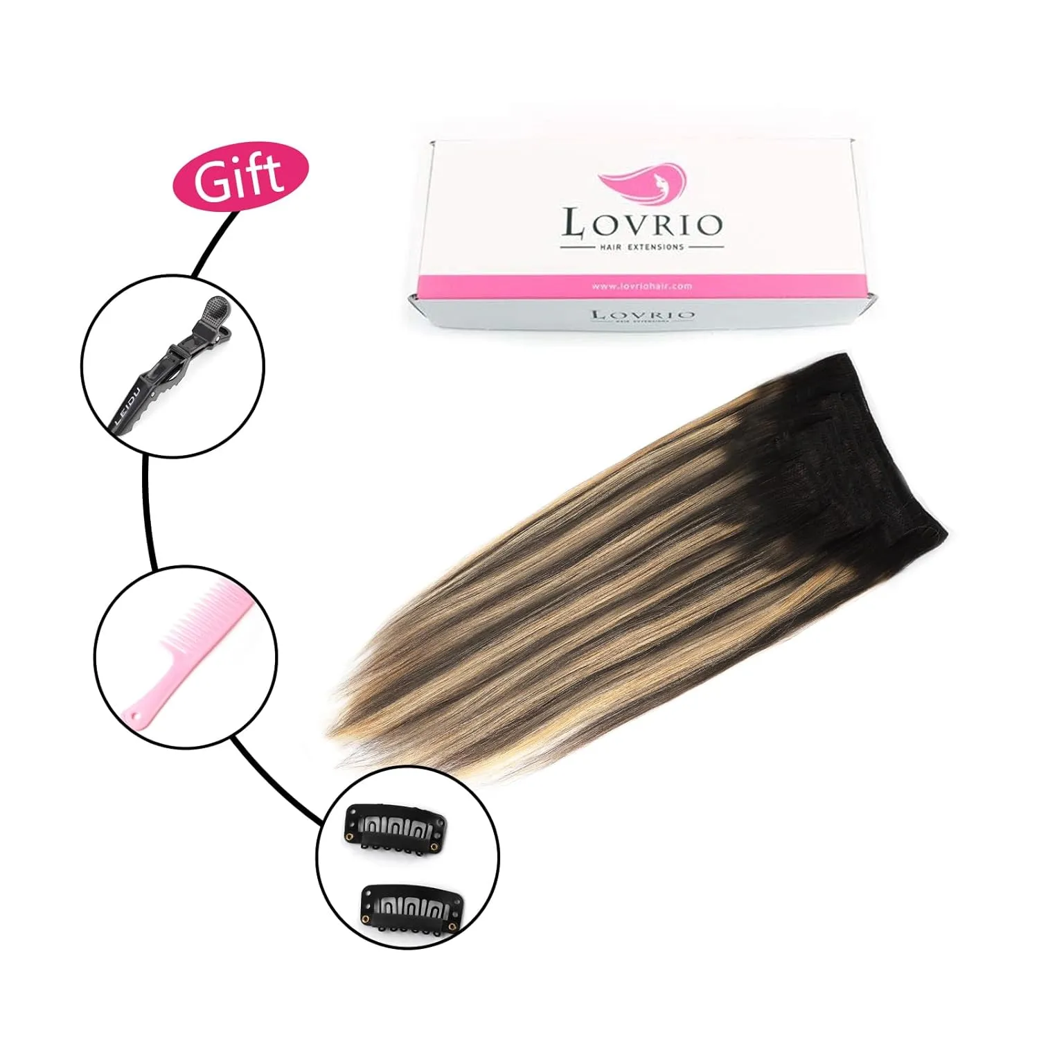 Yaki Clip in Human Hair Extensioins Rooted Natural Black to Piano Black #1B With Camamel Blonde Color #27 Two Tone Yaki Straight Clip ins Remy Human Hair for Full Head 120g 20inch 7pcs 17 Clips