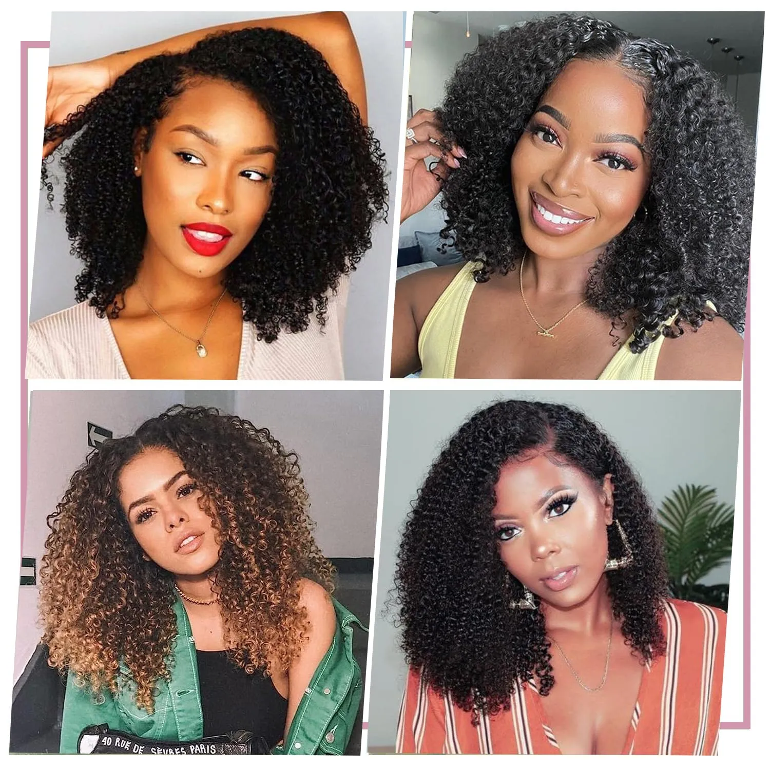 YAMI Kinky Curly Clip in Hair Extensions Virgin Natural Hair Clip In Extensions Kinky Curly Hair 10Pcs Human Hair Clip Ins for Women Clip In Hair Extensions 120g（Natural Black,16inch)