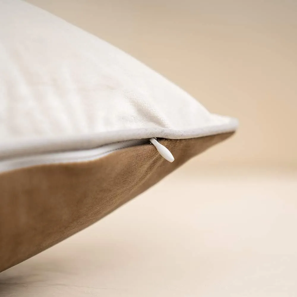 Yangest Khaki Patchwork Velvet Lumbar Pillow Cover with Gold Striped Leather Cushion Case Modern Luxury Pillowcase for Sofa Couch Bedroom Living Room Home Decor,12"x20"