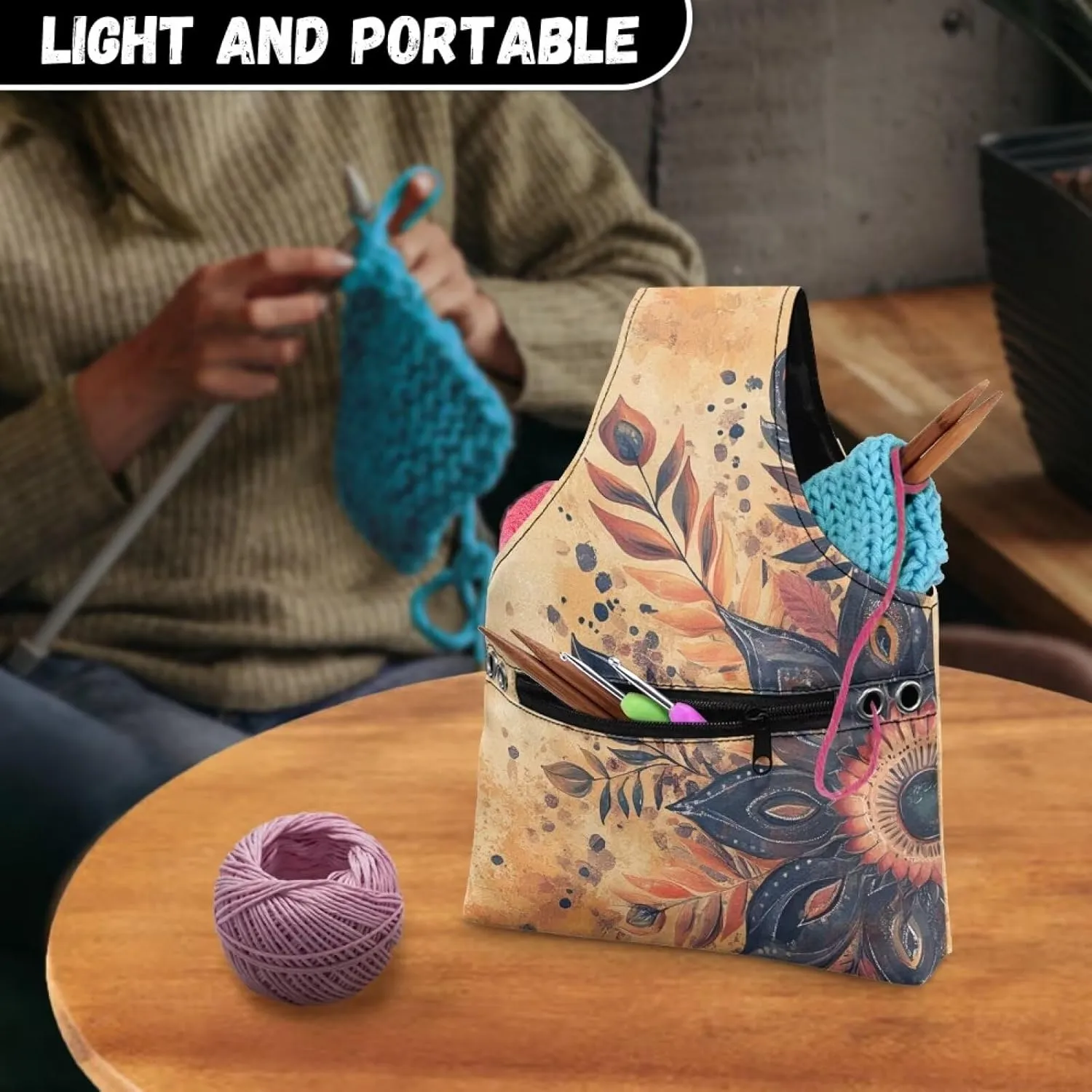 Yarn Bags for Crocheting on the Go Crochet Tote Bags for Women Travel Crochet Organizers and Storage Bag