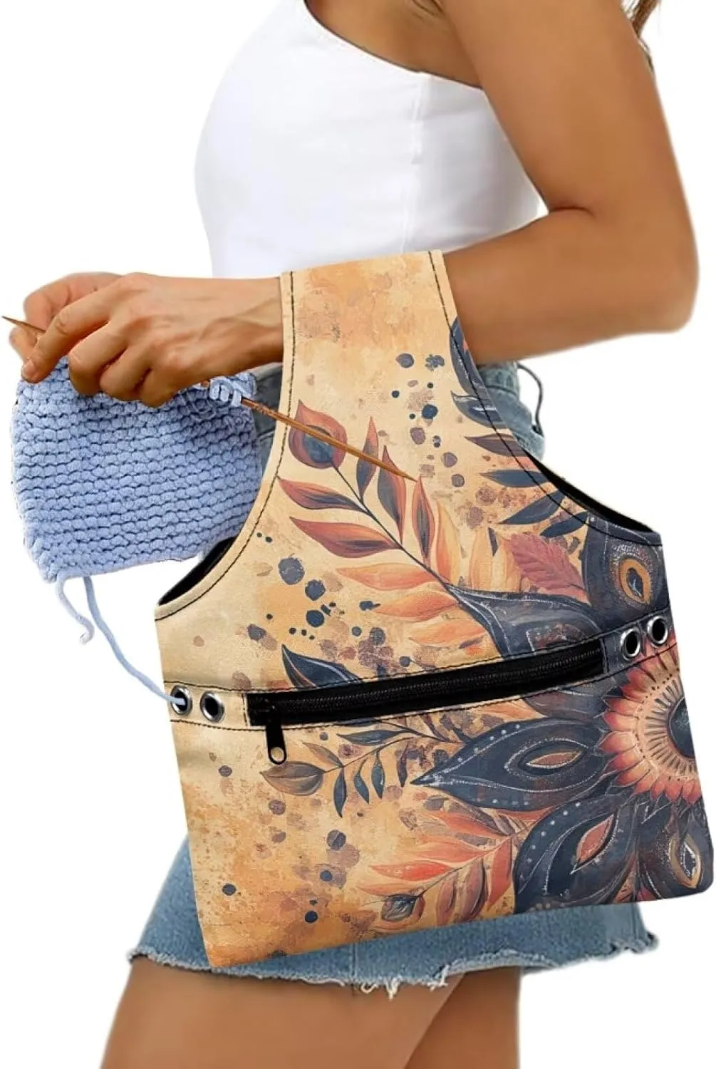 Yarn Bags for Crocheting on the Go Crochet Tote Bags for Women Travel Crochet Organizers and Storage Bag
