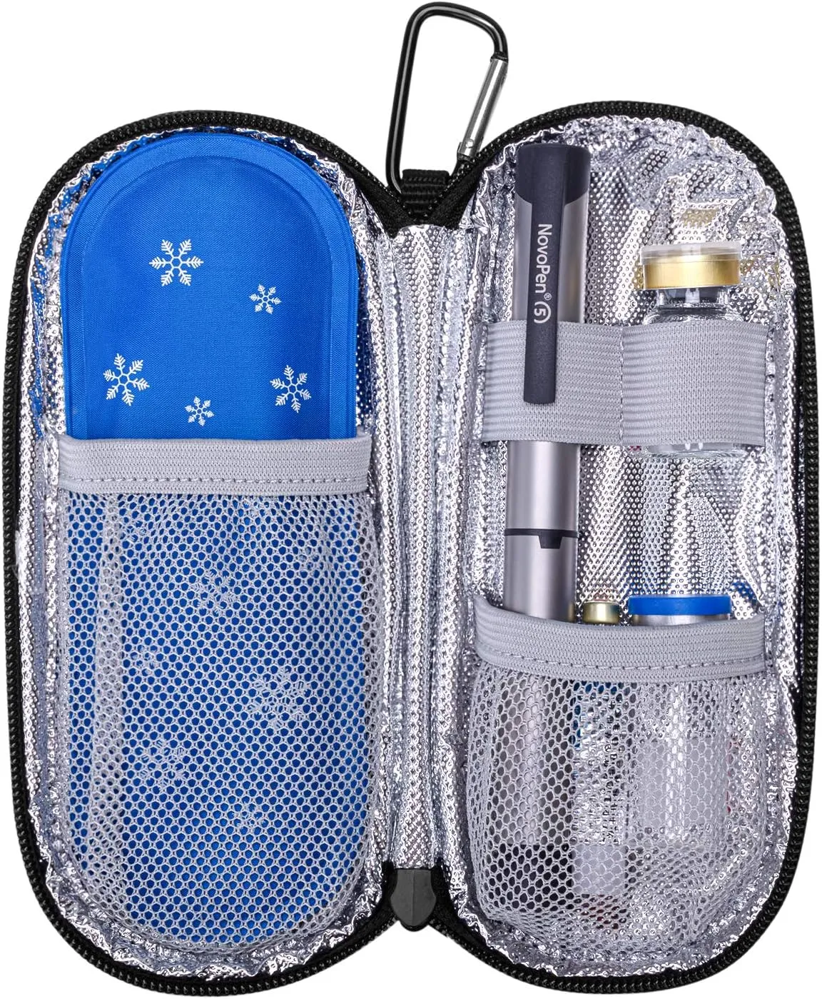 Yarwo Insulin Cooler Travel Case with 2 x TSA Approved Ice Packs, Diabetic Supplies Organizer Insulated Cooling Bag for Insulin Pens, Syringes and Diabetes Testing Kit, Lightweight for Trip, Black