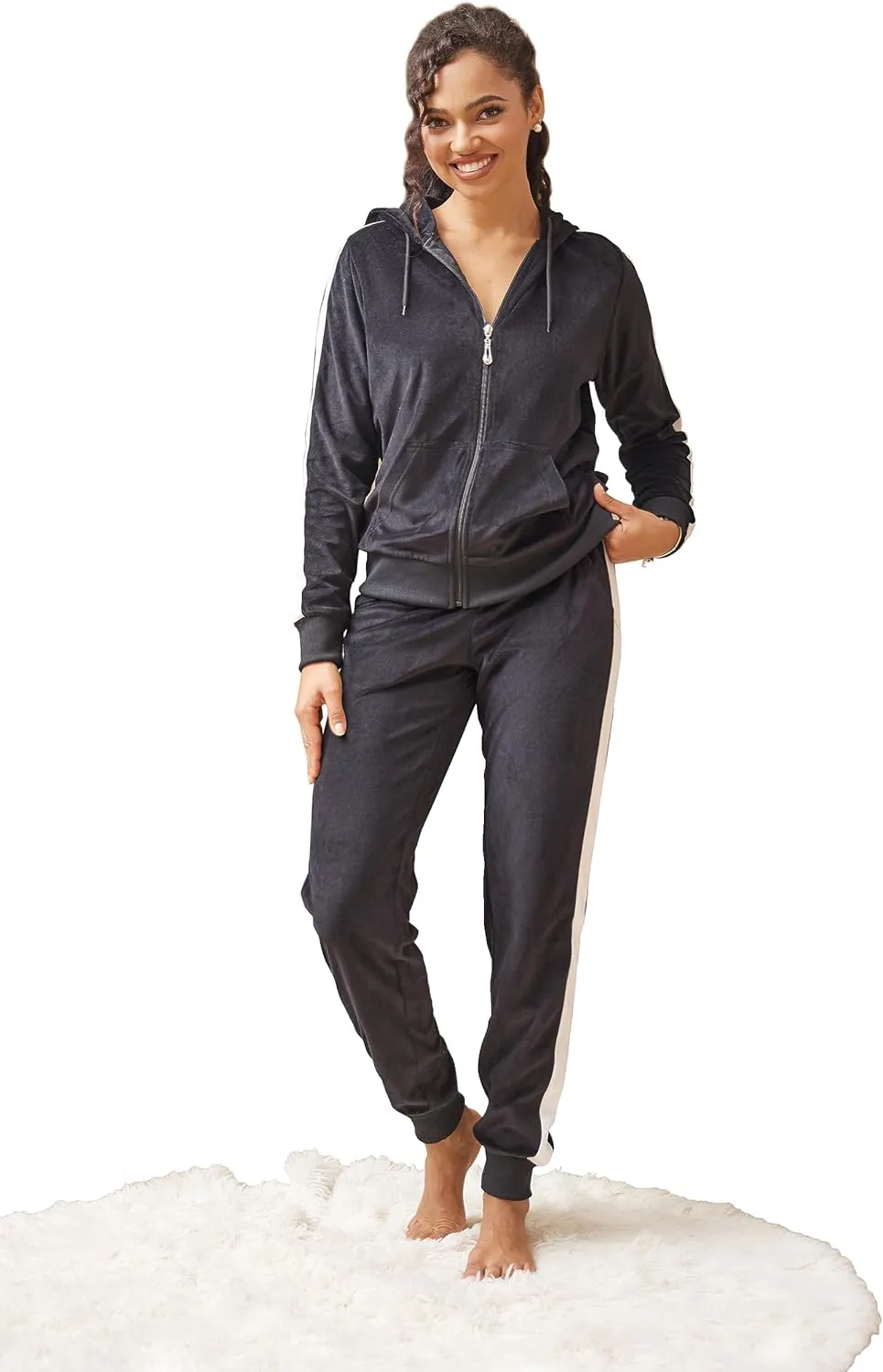 Yasumond Velour Tracksuit Womens 2 Pieces Joggers Outfits Jogging Sweatsuits Set Soft Sports Sweat Suits Pants