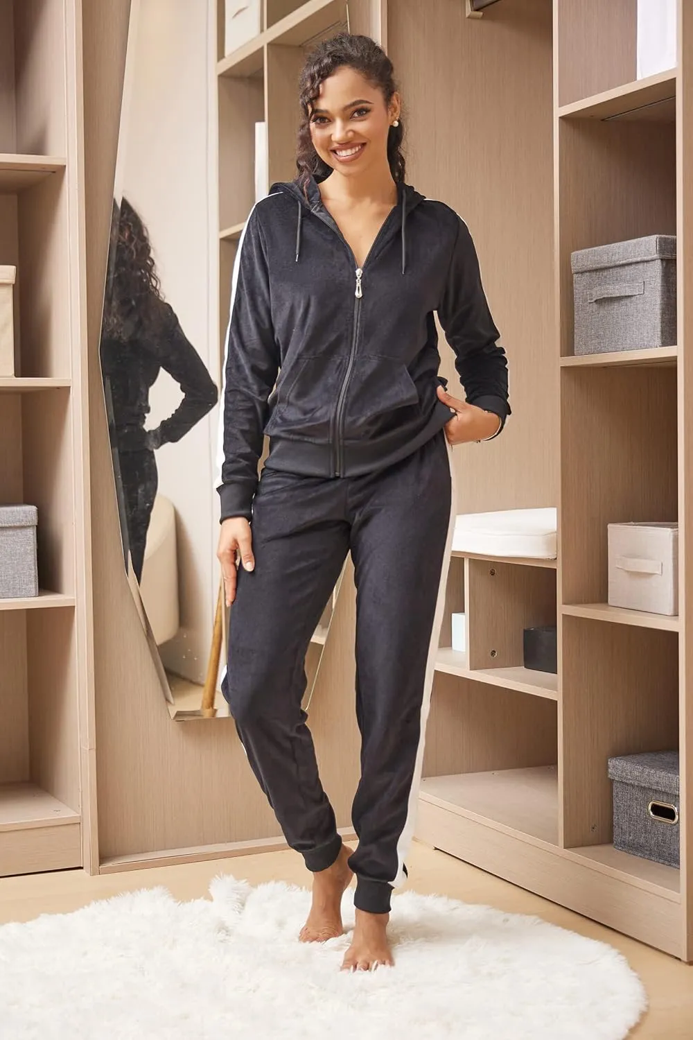 Yasumond Velour Tracksuit Womens 2 Pieces Joggers Outfits Jogging Sweatsuits Set Soft Sports Sweat Suits Pants