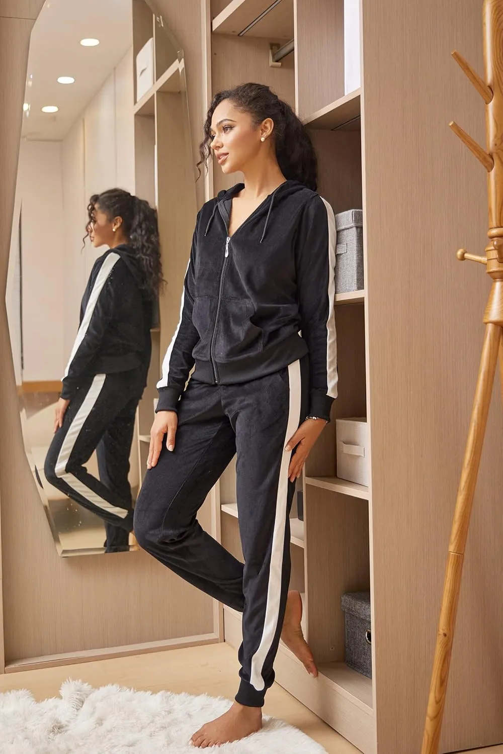 Yasumond Velour Tracksuit Womens 2 Pieces Joggers Outfits Jogging Sweatsuits Set Soft Sports Sweat Suits Pants