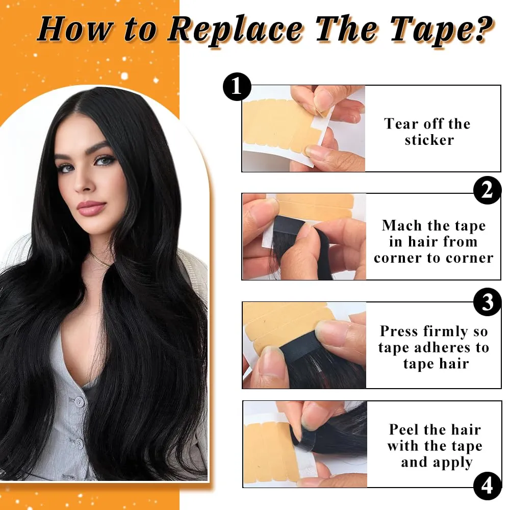 YDDM Tape in Hair Extensions Human Hair, 18 Inch 20pcs Jet Black 100% Remy Human Hair Straight Invisible Tape in Hair Extensions for Women(1#, 18 Inch)