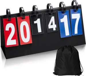 Yeaqee Portable Score Keeper with Storage Bag 17.32 x 10.24 Inches Flip Scoreboard Tabletop Scoreboard Flipper for Indoor Outdoor Sports Match P. E Classroom Activities Game