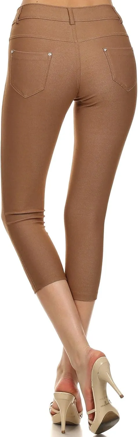 YELETE Women's Basic Capri Jeggings