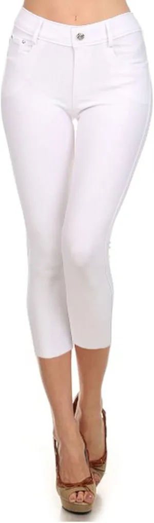 YELETE Women's Basic Capri Jeggings