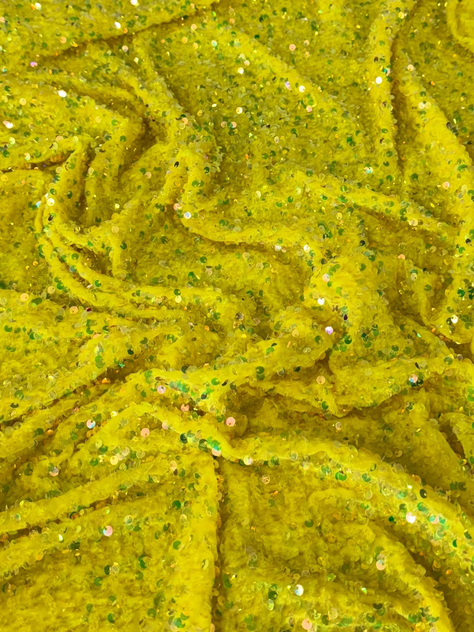 Yellow Iridescent Sequin on Velvet