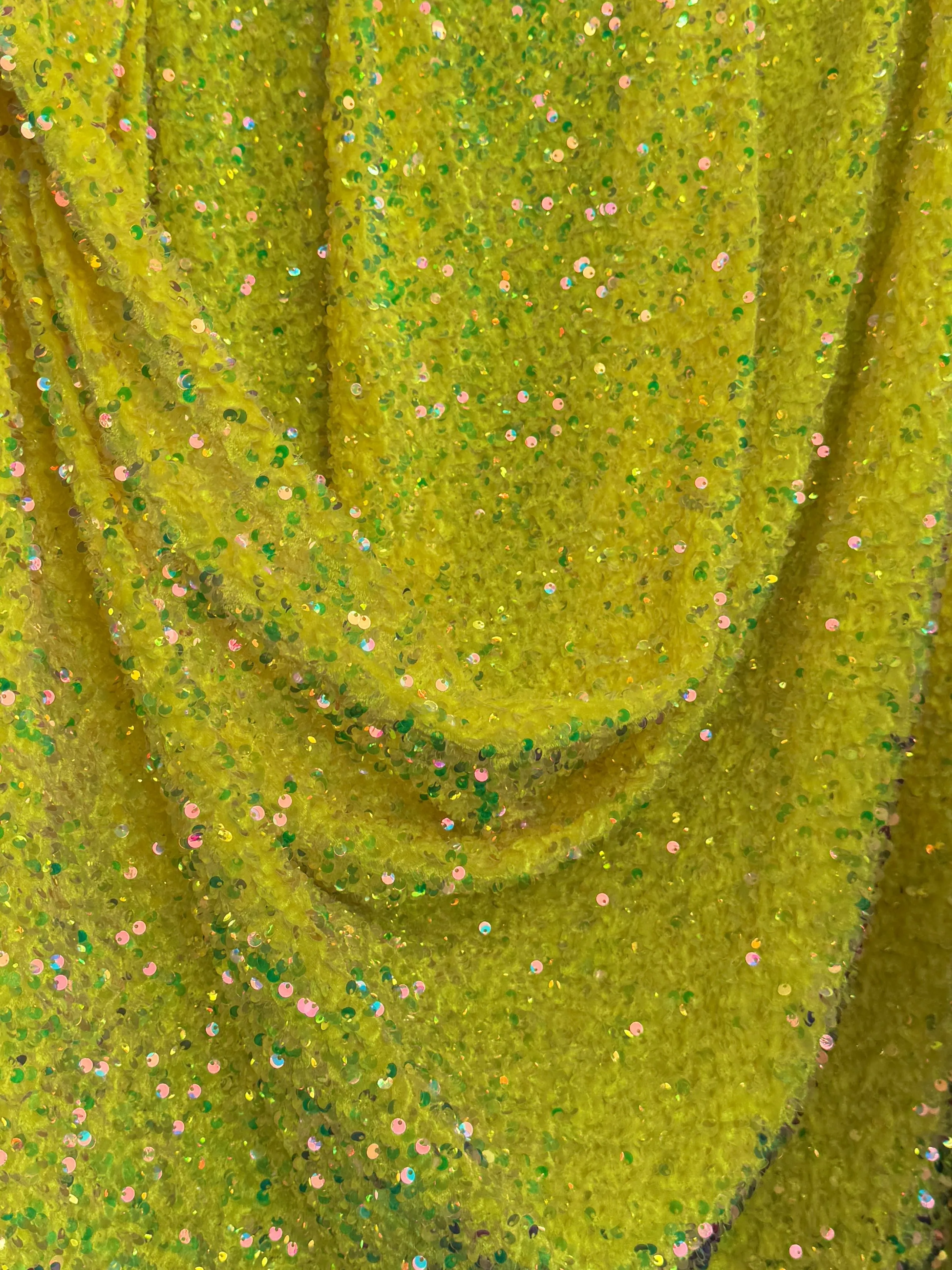 Yellow Iridescent Sequin on Velvet