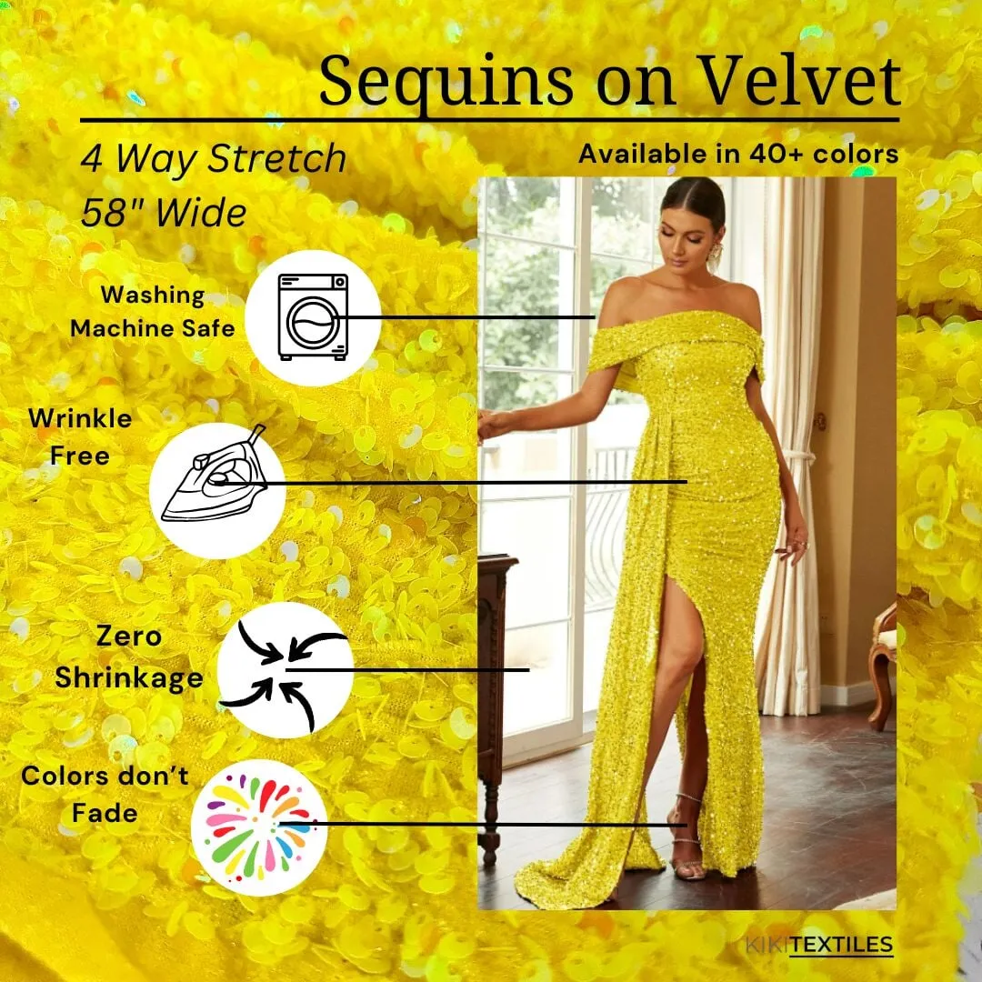Yellow Iridescent Sequin on Velvet